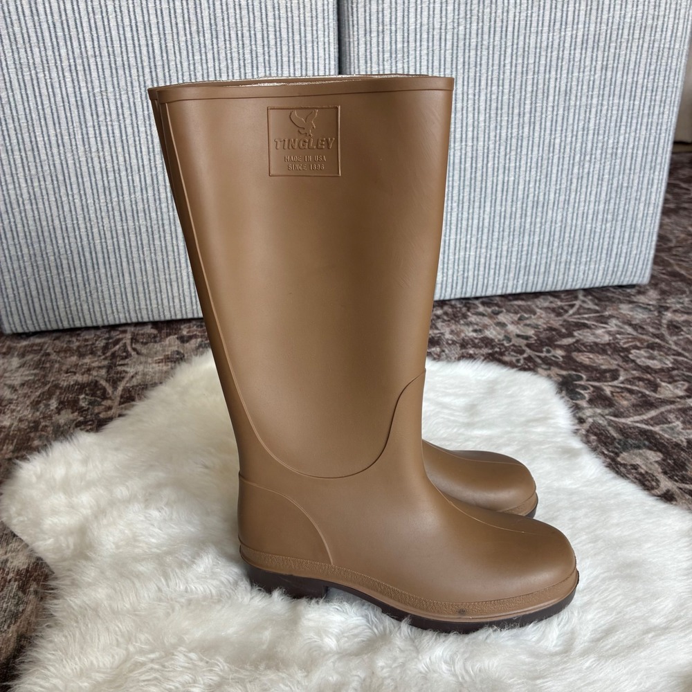 Tingley Women Brown Rubber Rain Boots Tall Waterproof Made in USA Size 5